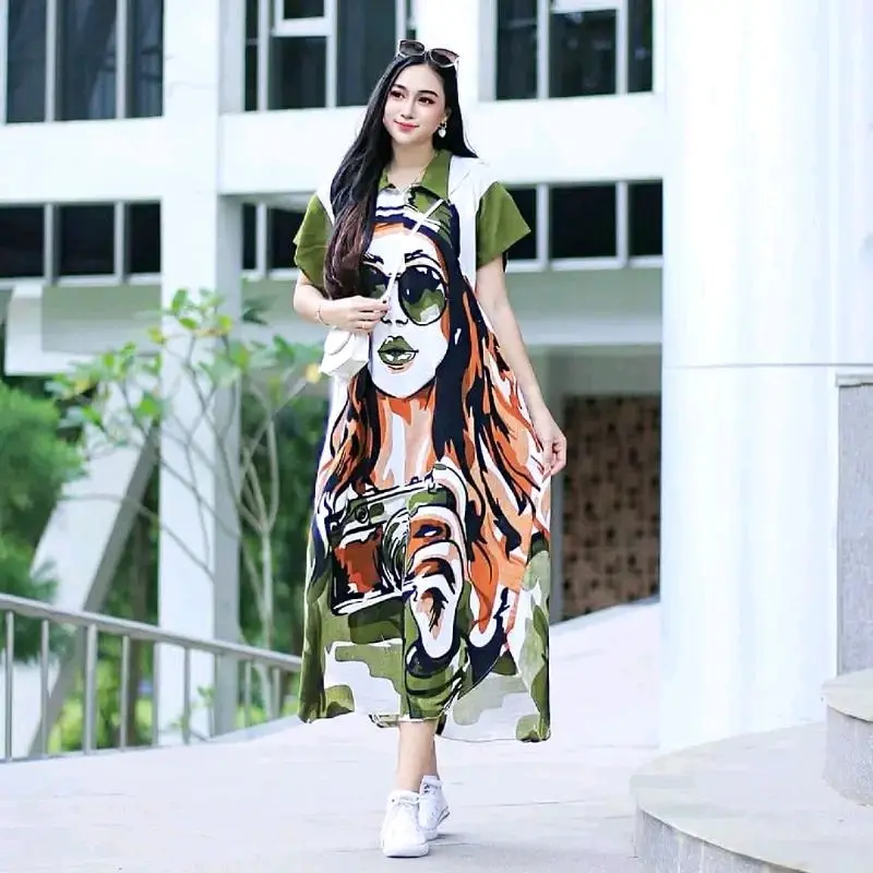 DASTER SOFIA KARAKTER ( ISI 4 PCS) KEKINIAN Busui Kancing Motif Ibu Nyaman Rayon Santai Tidur Menyusui Zipper 3