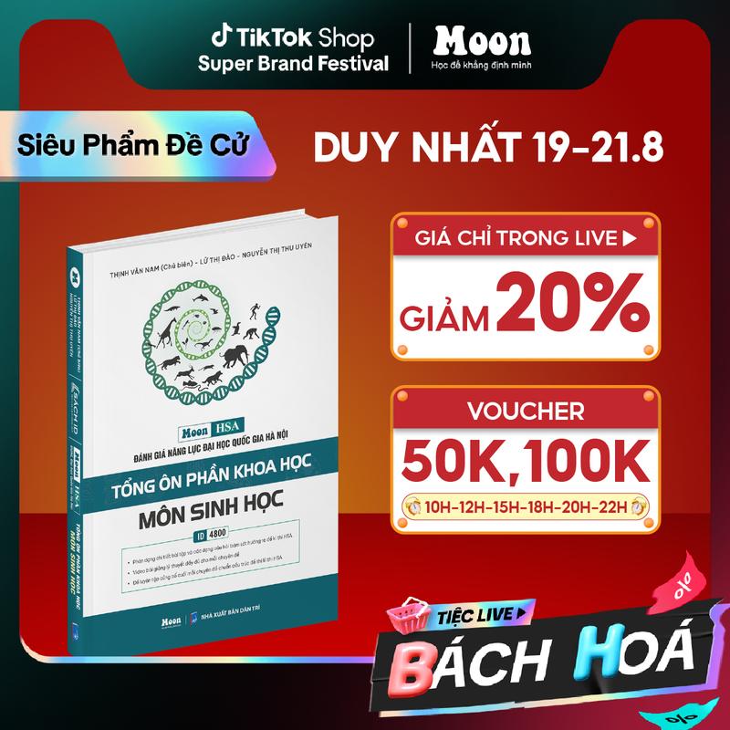 ĐGNL Hà Nội - Sinh học, sách tổng ôn phần khoa học môn sinh đánh giá năng lực HSA 2025 Moonbook