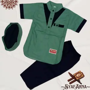 obral!! BAJU NGAJI ANAK/KOKO ANAK/BAJU MUSLIM ANAK LAKI LAKI  1-10 TAHUN Koko Peci Celana Katun Panjang Setelan