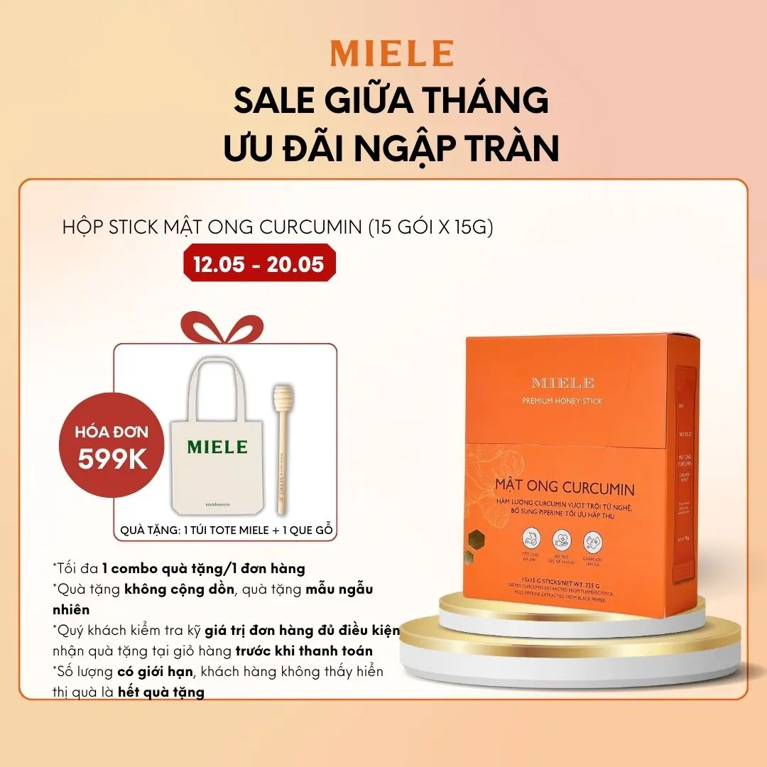 [TỪ 12.05-20.05 - MUA ĐƠN TỪ 599K TẶNG 2 QUÀ ĐẶC BIỆT] Mật Ong Curcumin Miele Dạng Gói Tiện Lợi (15 gói x 15g)