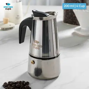 One Two Cups Moka Pot Espresso Coffee Maker Stovetop 4 Cup 200ml - Z20