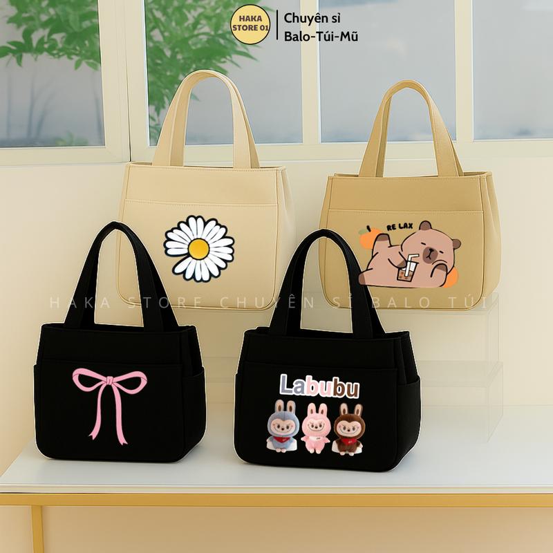 Túi mini đa năng xách tay đựng đồ có thể đựng cơm,đựng mỹ phẩm màu sắc đơn giản sức chứa lớn vải Canvas có khóa kéo Nam Bag