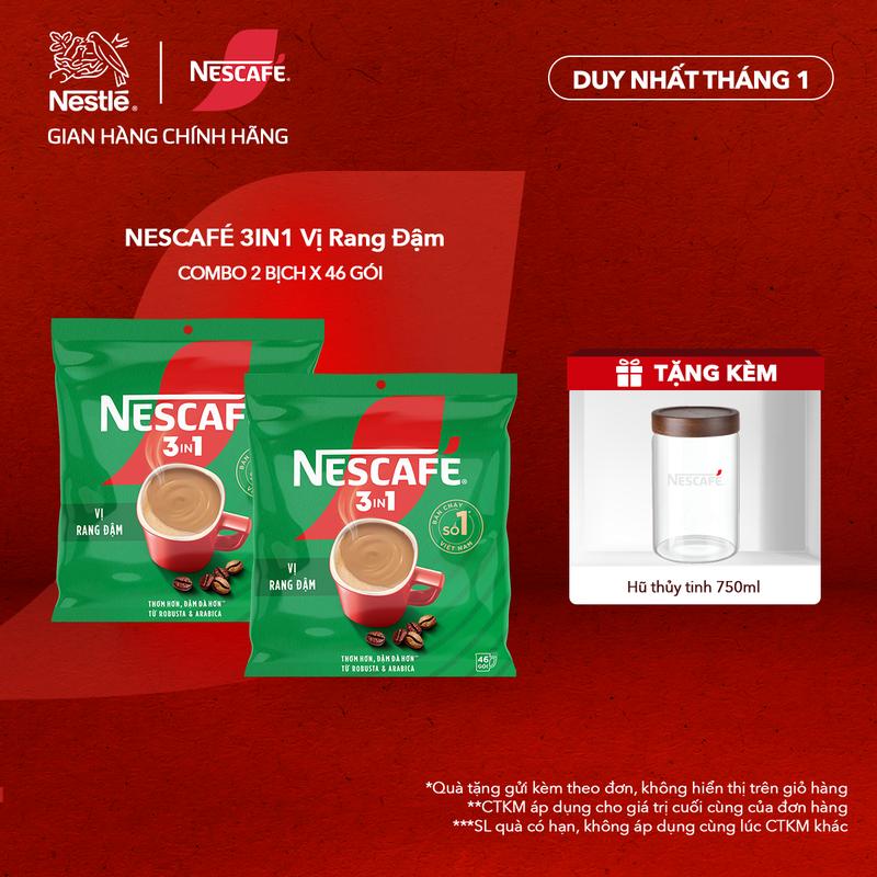 Nestlé VN Combo 2 Bịch Cà Phê Hòa Tan NESCAFÉ 3IN1 Công thức cải tiến - VỊ RANG ĐẬM Bịch 46 gói x 16g -ST Coffee Cafe