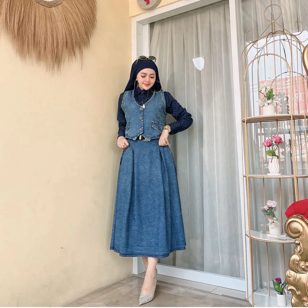 Setelan Viona Jeans 3in1 Kekinian Atasan Baju