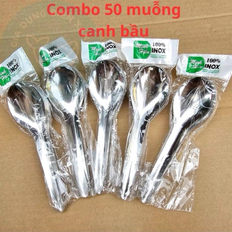  COMBO 50 muỗng tròn inox muỗng ăn cơm múc canh dễ dàng 