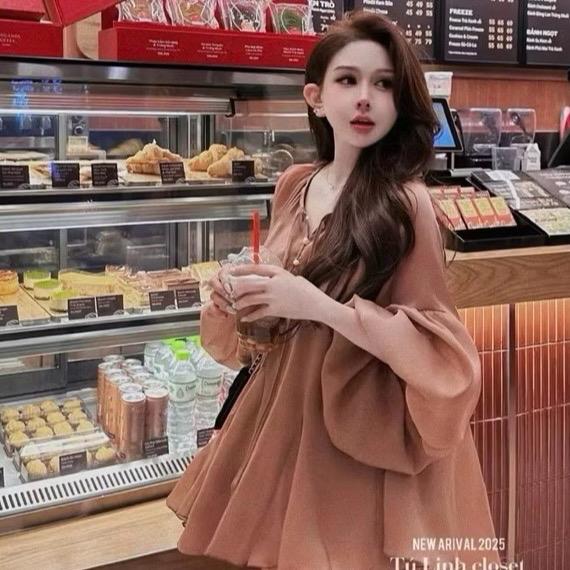  Sét Áo bầu tay bồng mix quần bí vải tơ ánh mặc dấu bụng siêu xinh 