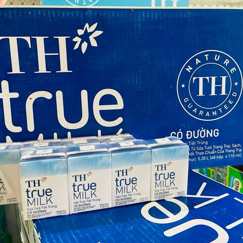 TH true MILK - Thùng 48 Hộp Sữa Tươi Tiệt Trùng Có Đường & Ít Đường 110ml - Chất Lượng Cao từ Nguyên Liệu Tự Nhiên - Dinh Dưỡng Tốt Cho Bé Trên 1 Tuổi 