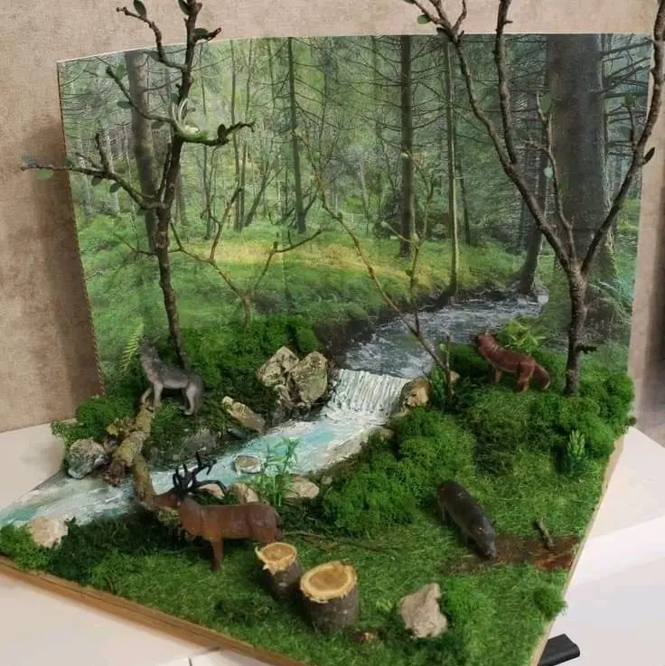 prakarya maket habitat diorama kebun binatang aquarium 30x30 0