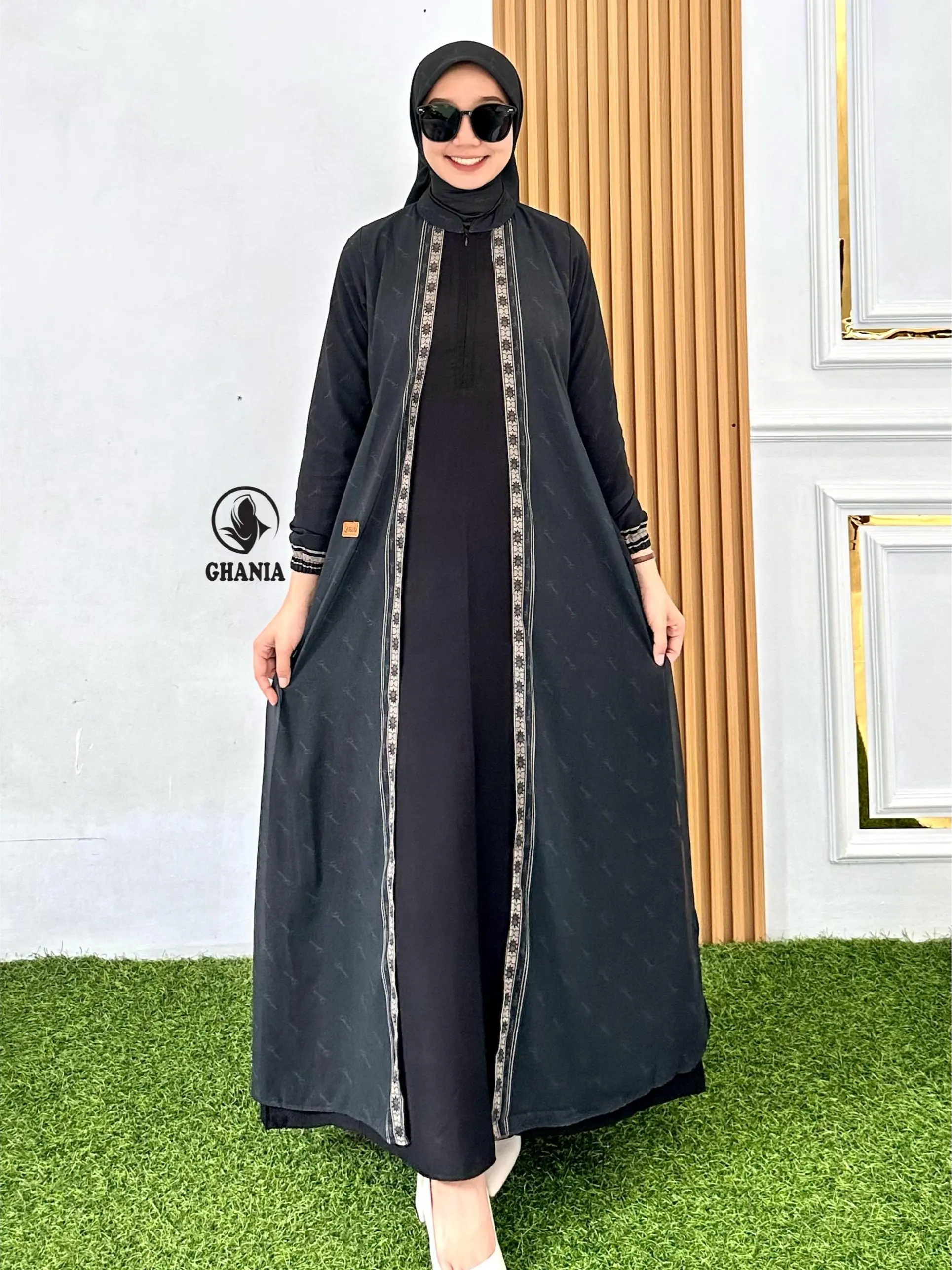 ABAYA ZHAFEERA GHANIA NEW SERIES RAYYA BEST SELLER TERACOTTA DAN BLACK ELEGANT