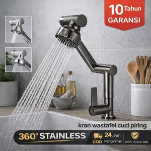 SUS 304 Kran Wastafel Cuci Piring 1/2 Inch / Plastik Kran Meja Fleksibel / Kran Angsa Meja Dapur / Kran Air Cuci Piring 360° Rotasi tidak mudah karat tidak ada garansi keran dapur