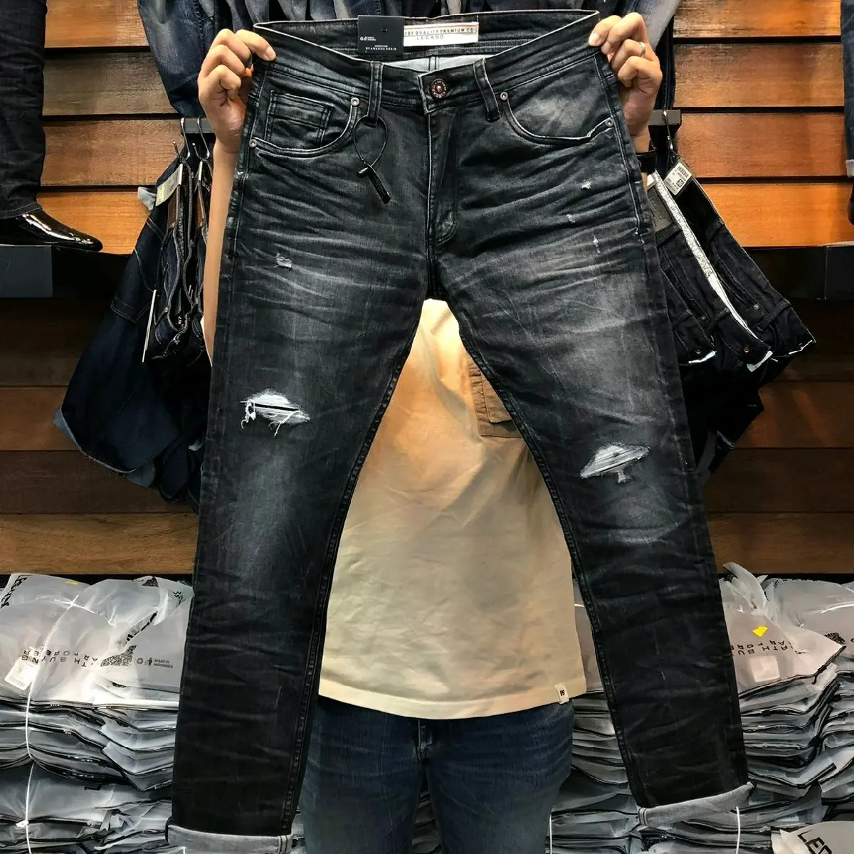 Celana jeans panjang lecaso denim ori // jeans panjang Pria terbaru Slim-fitting Slimfit Cowok Distro