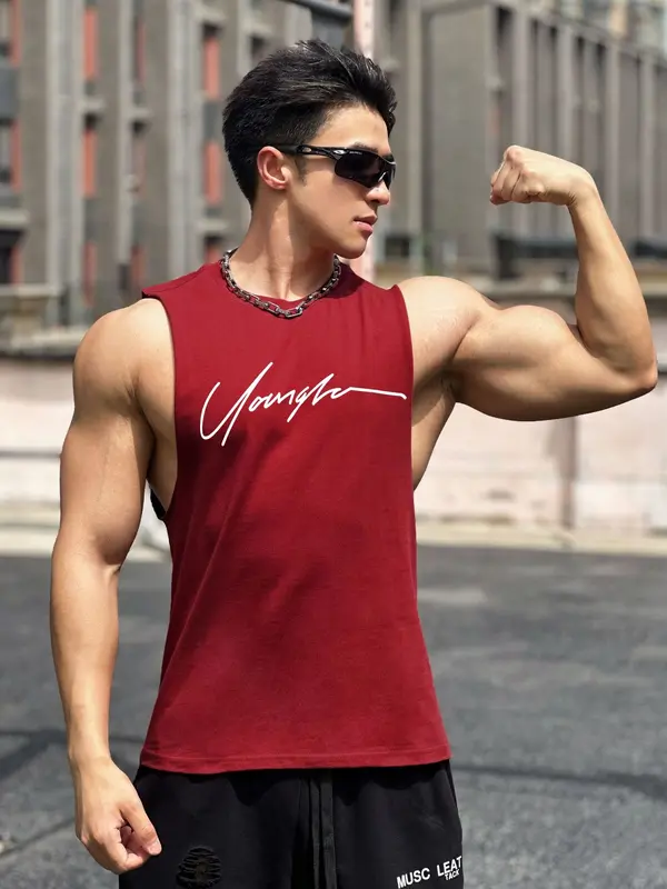 Tanktop Singlet Pria Cowok Olahraga Katun BX38 3