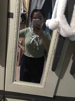 Product Review of Aster croptop kerah collar kancing variasi pita aktif Nyaman Casual Atasan Pendek Wanita kerah bulat formal katun slit kancing gold Fit from N**a 0
