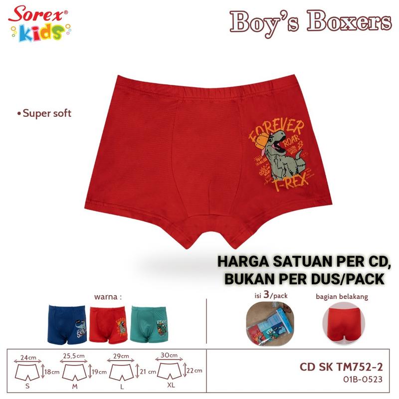 SOREX KIDS BOY SK TM 752-2 DINO SERIES - CD CELANA DALAM BOXER ANAK COWOK LAKI LAKI 3