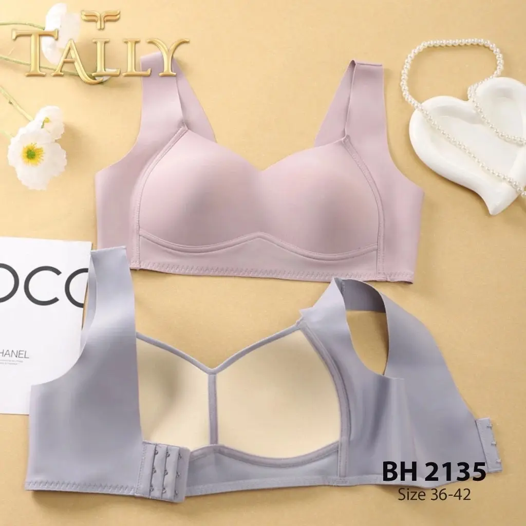 PAKET TALLY 2 Pcs BH 2135 Bra Tanpa Kawat Busa Tipis Bahan Seamless Baby Skin CUP B - C Kait 3 Bra Kemben Fashionable