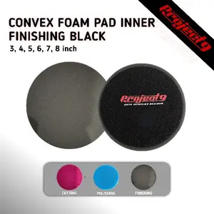 PROJECT9 Convex Foam Finishing - Busa Poles Mobil Mesin Rotary ukuran 3 4 5 6 7 8 Inch bulat datar Black