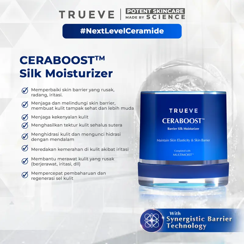 TRUEVE Ceraboost Silk Moisturizer Gel 30gr - Moisturizer Gel Pelembab Wajah Pagi Malam, Memperbaiki Skin Barrier Rusak Iritasi, Cocok untuk Semua Jenis Kulit (Blue Tansy + Ceramide) 4