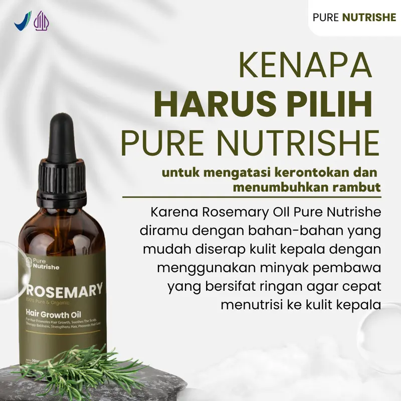(60 ML) Rosemary Hair Oil Pure Nutrishe - Rosemary Hair Growth Oil - Minyak Penumbuh Rambut 3