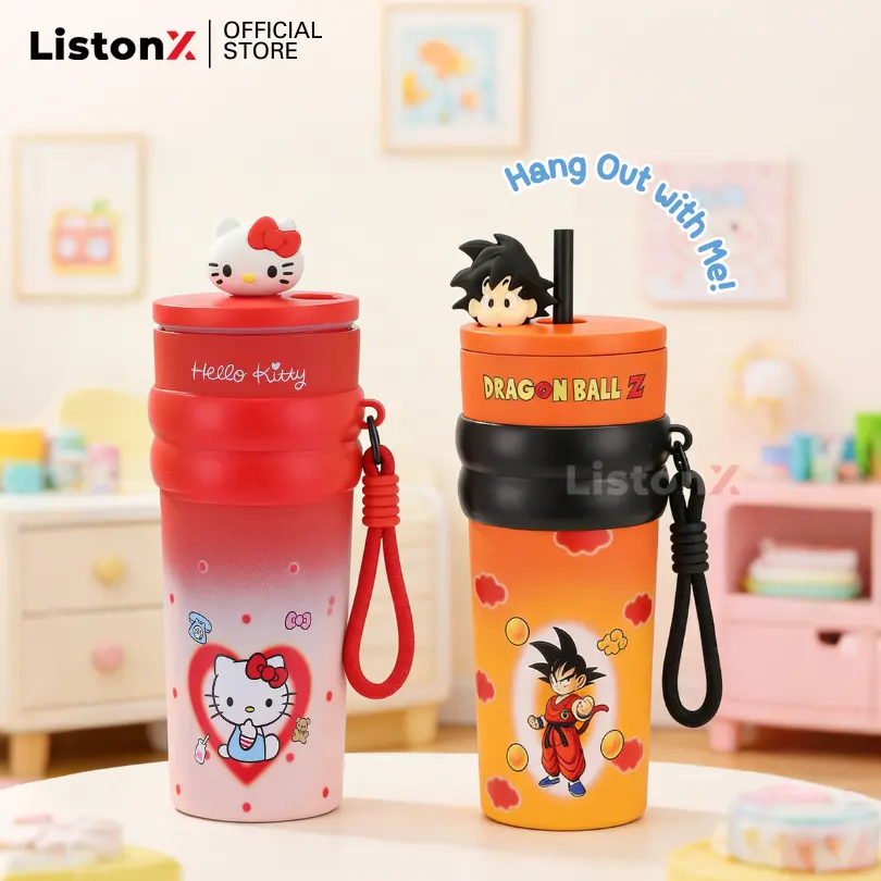 ListonX Premium 710ml Cartoon Tumbler | SUS316 Stainless Steel | 8 Designs | Leak-Proof Straw Stopper | Gift Box