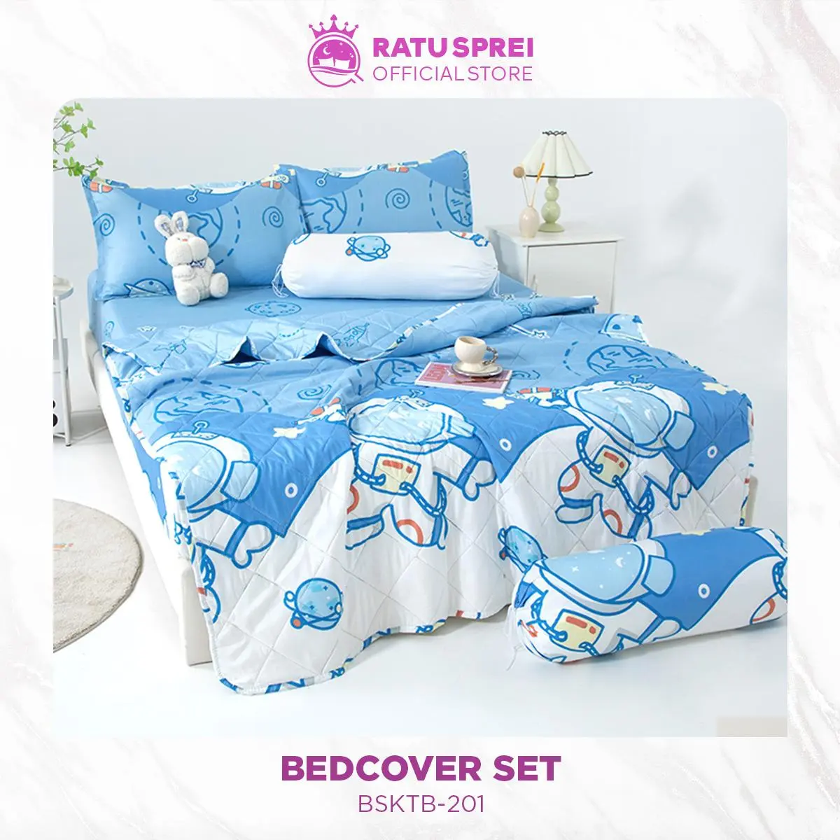 RATU SPREI Bedcover Sprei Set Astro Seri Sarung Bantal Guling / Full Set Selimut Bed Cover Sprei Lengkap Microtex Halus Anti Gerah [05]