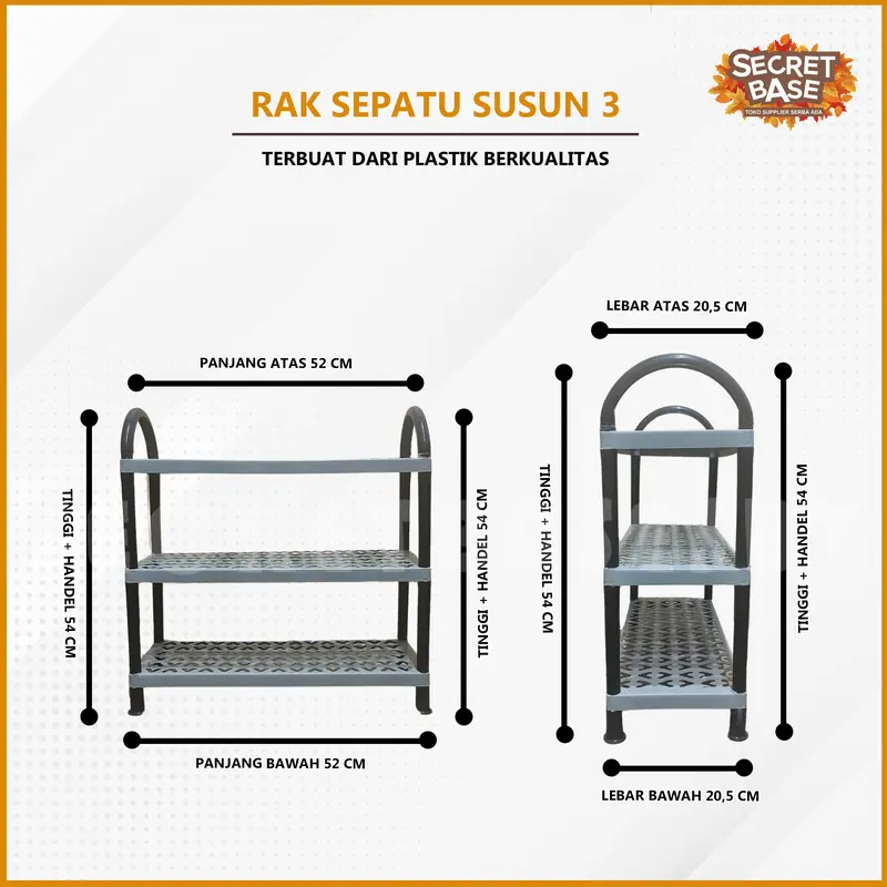 [COD] RAK SEPATU 3 SUSUN - Besar / Tempat Sandal / Rak Sepatu Kokoh 5
