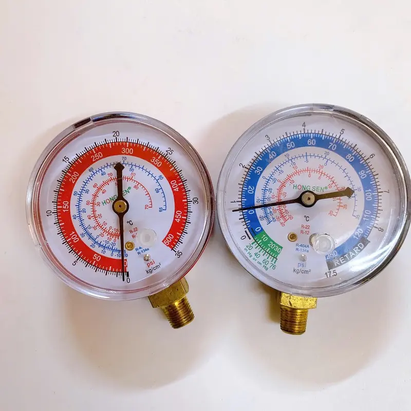 Mặt đồng hồ nạp ga rời cao áp và thấp áp R22/R410/R134 R404A PSI KPA chân ren 1/4" 1