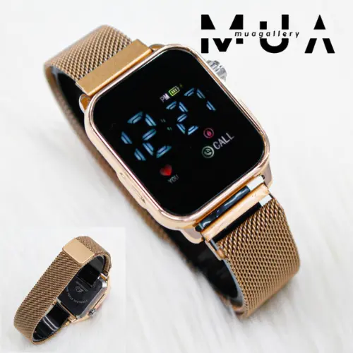 Jam Tangan Wanita Led Watch Digital Laya Kaca Tali Rantai Pasir Magnet LED Digital Model Kekinian Digital