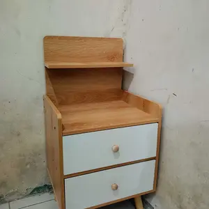 ALOVE Meja Nakas Kayu 2 Laci Bedside Table Meja Sudut Kamar Tidur Lemari Penyimpanan 37x30x70cm Furniture COD Packing Aman Anti Rusak