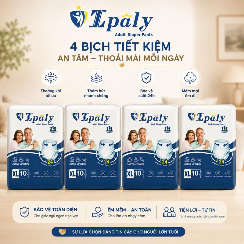 Combo 40 miếng Bỉm quần người già Ipaly chất lượng giá tốt đủ size M-L-XL mỗi…