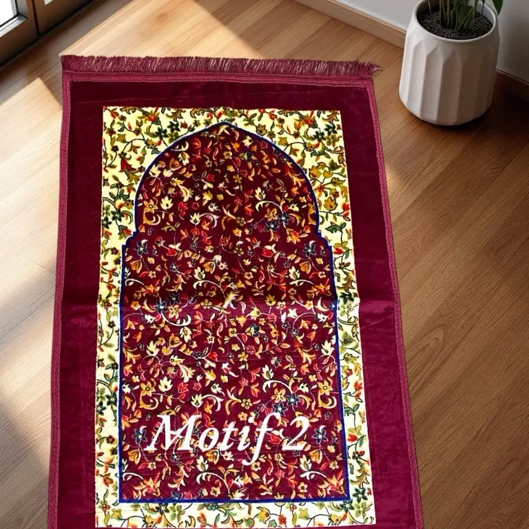 Sajadah JAIPUR Tebal Embos Halus Nyaman Ukuran Standar 70 x 110 Empuk Lembut - Motif Hitam - Turki, Muslim sajad ah Rumbai 0