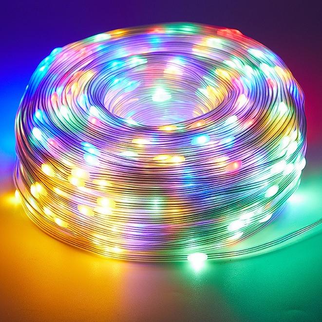 Nguồn 220V Cuộn 100Mét 30Mét Led Hạt Gạo Chống Nước IP65 IC Nhiều Chế Độ Nháy Trang Trí Noel Tết