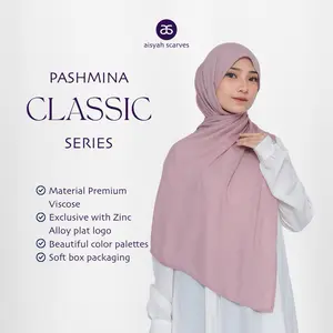 AISYAH SCARVES Jilbab Polos Pashmina Classic | Hijab Modest Fashion | Pashmina Viscose | Pakaian Muslim Lembut dan Wangi | Kerudung Ready-To-Wear (RTW) | Soft Box Packaging