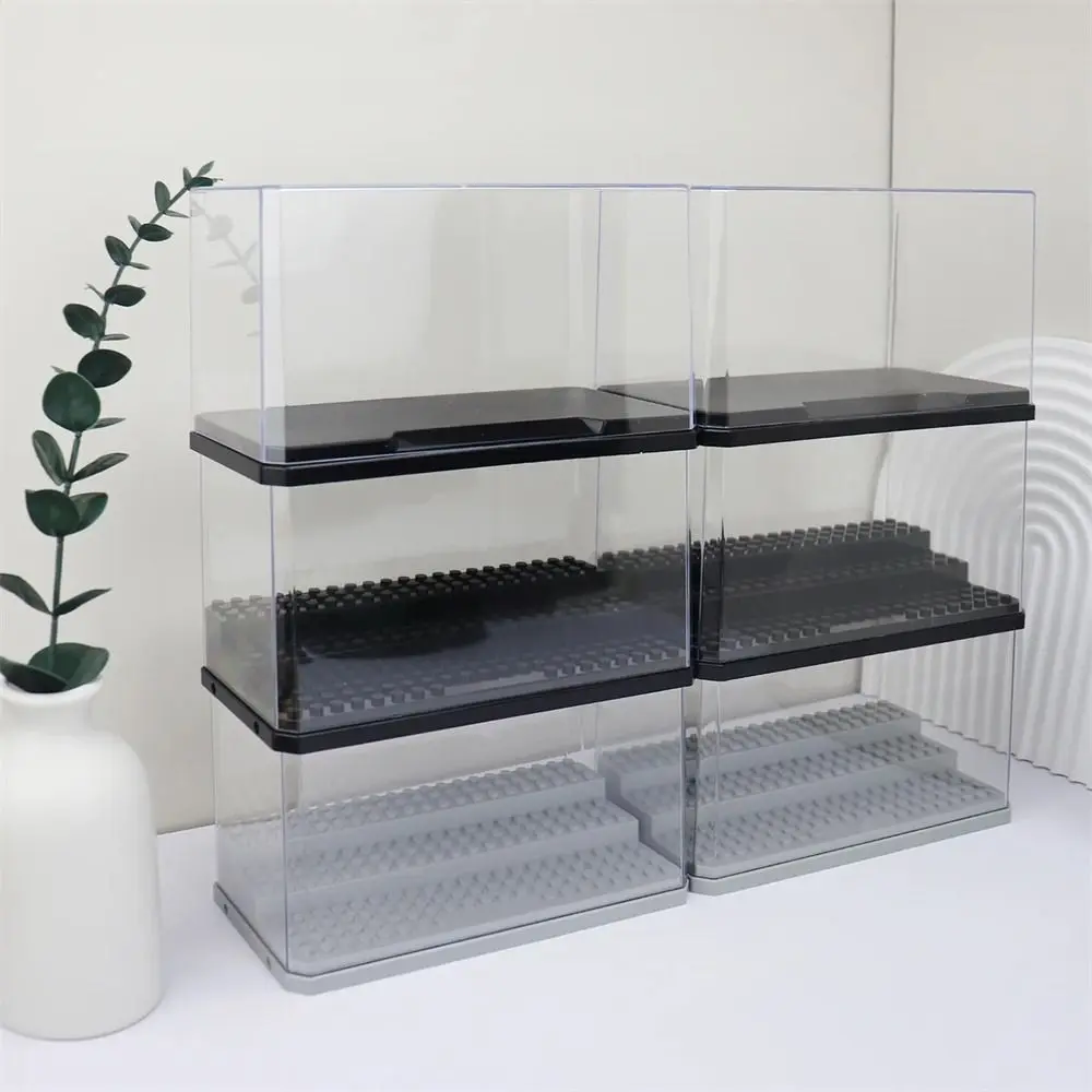 Dustproof Building Blocks Display Box Birthday Gift 3 Steps Transparent Build Blocks Show Box Acrylic Cover Shelf Car Model Show Case for Collection Figures