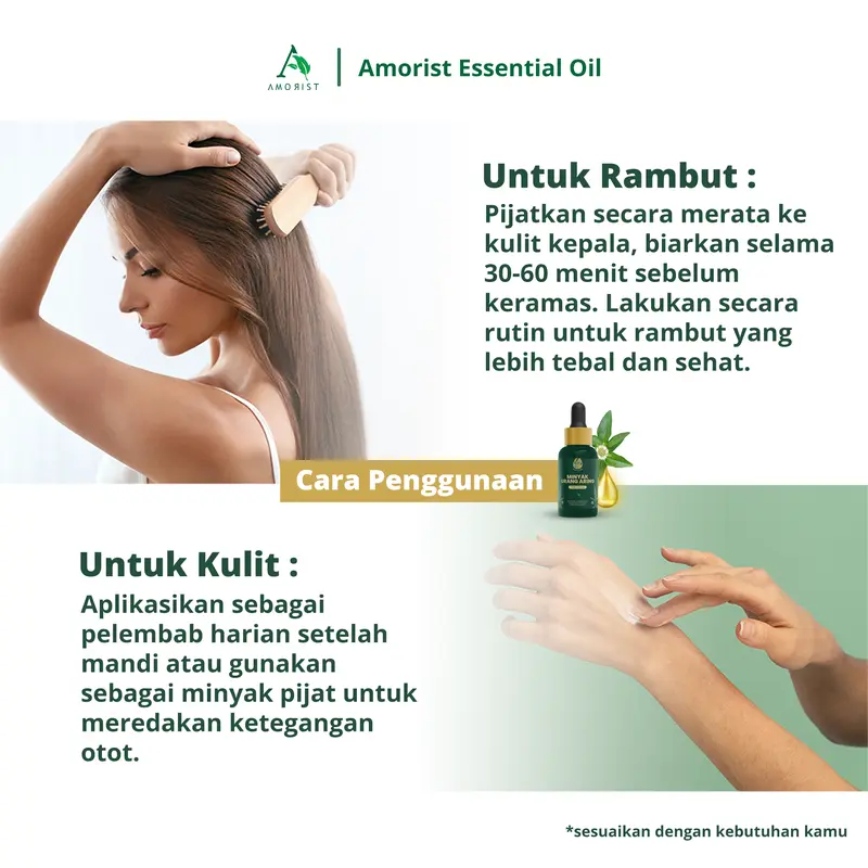 Amoris Minyak Urang Aring 100% Alami – 15 ml Menghitamkan Rambut Free Spoolie Default