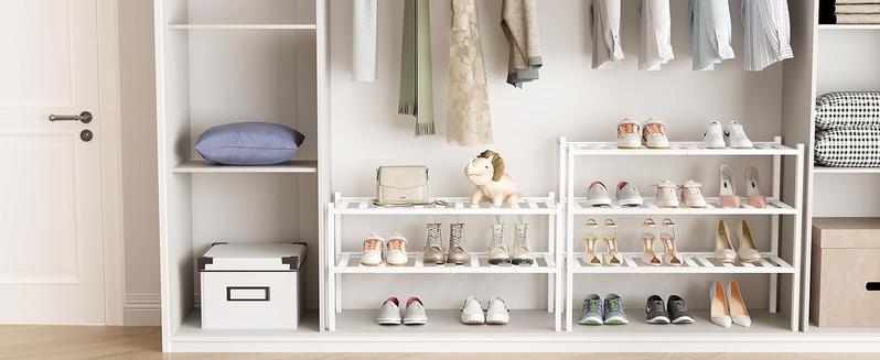 Product Introduction of Shoe Rack, 2/3/4/5/6 Tier Bamboo Shoe Organizer, Stackable Free Standing Wooden Shoe Storage Shelf for Closet, Entryway, Front Door Entrance 1