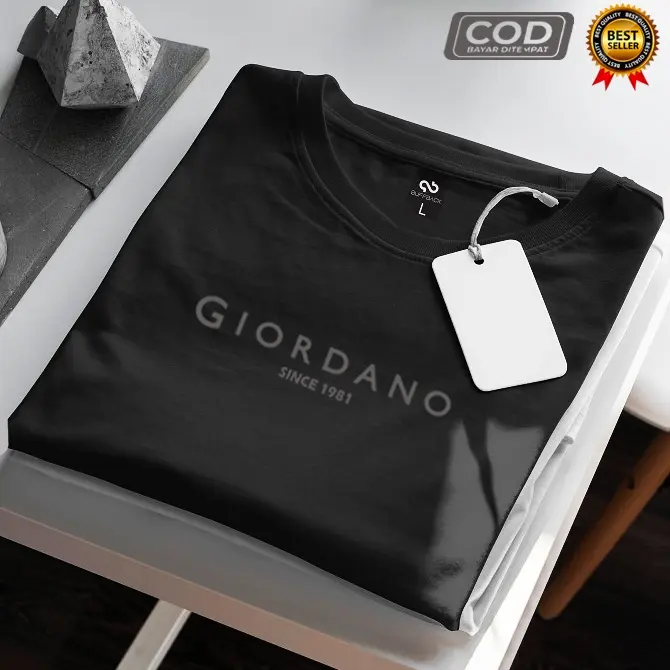 Baju Kaos Pria & Wanita Lengan Pendek / Baju Kaos Giordano Since Logo Silver / Baju Kaos Distro Cotton Combed Premium Quality