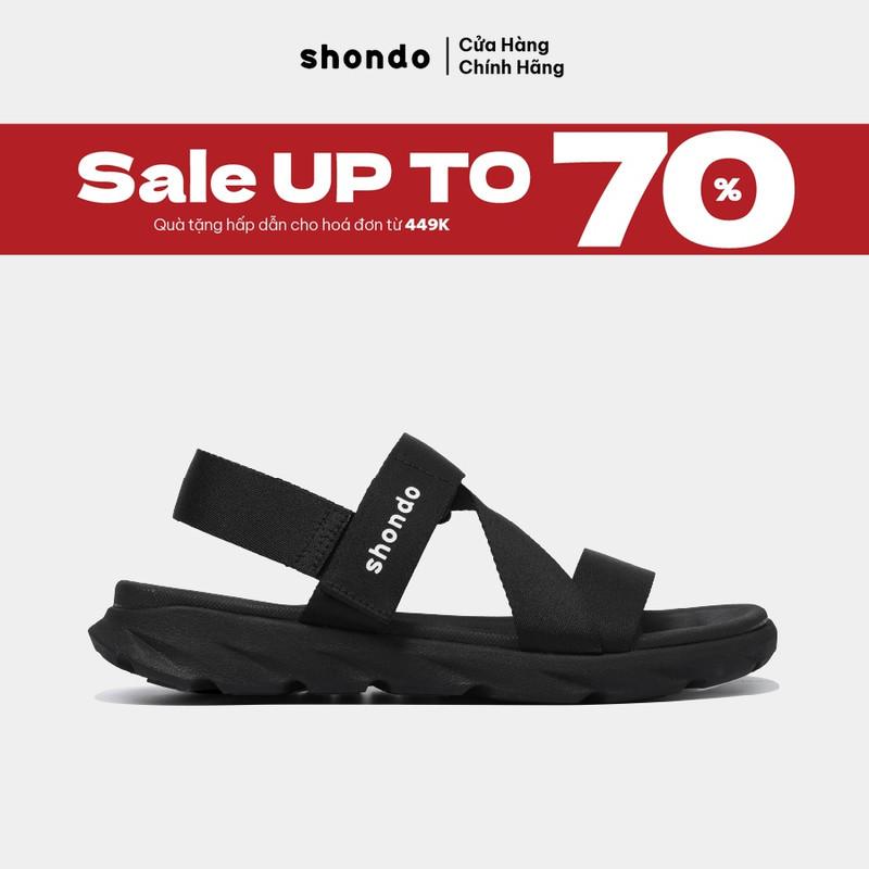 Giày Sandal Nam Nữ F6S Quai Liền Có Thun, Đen Shondo F6S1111