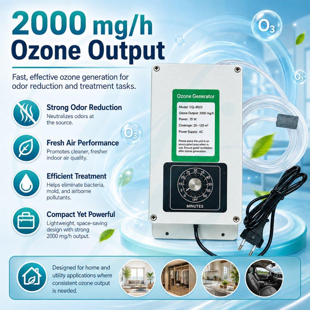 Ozone Generator 2000mg Ozonizer Sterilizer O3 Pemurni Air Alat Disinfeksi Air untuk Depot Air Minum Aquarium Kolam Pengolahan Air Generator Ozon Portable