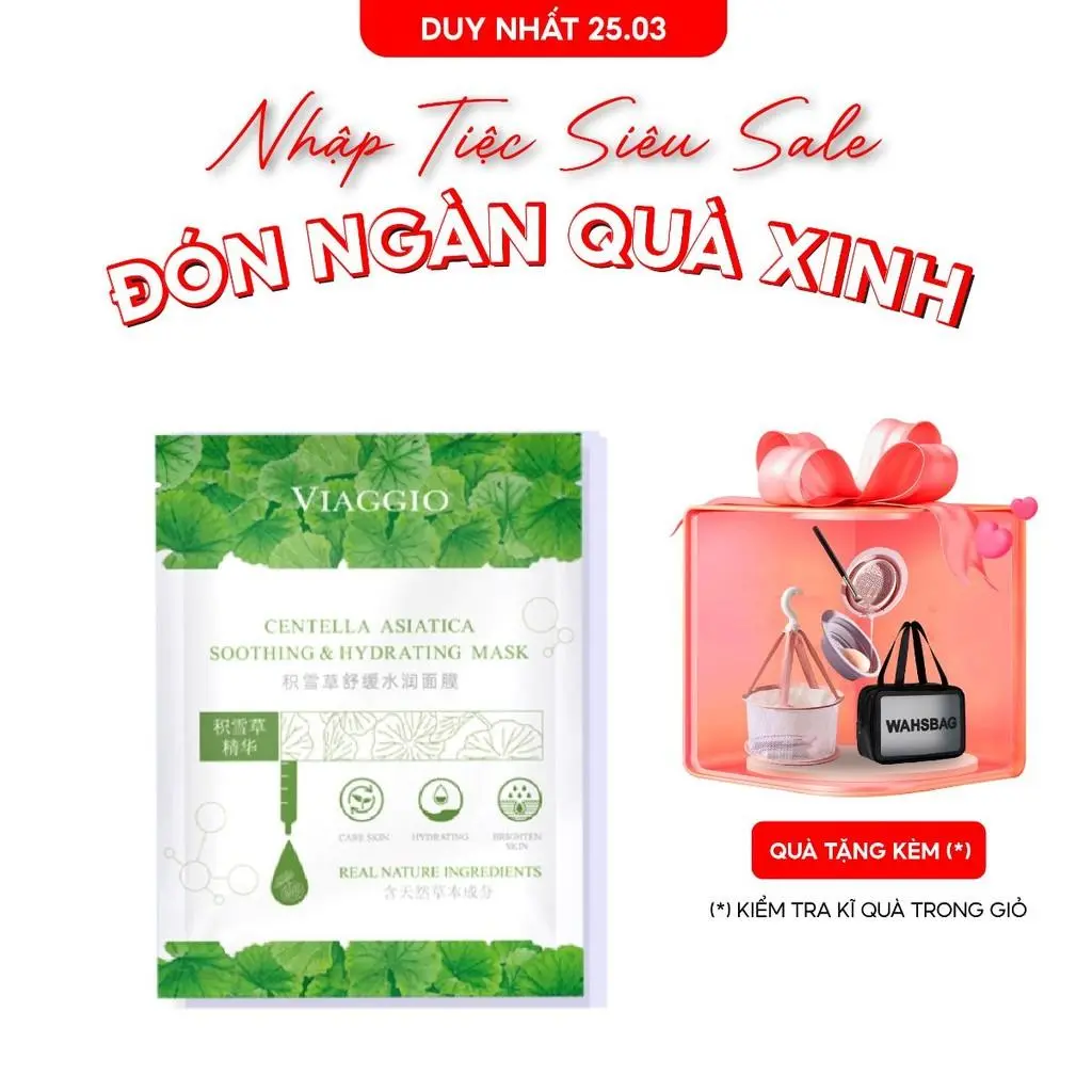 Mặt Nạ Rau Má Viaggio - Dưỡng Ẩm Chuyên Sâu, Phục Hồi Da Hư Tổn