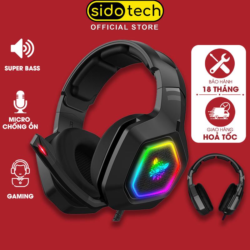 Tai nghe chụp tai có dây SIDOTECH ONIKUMA K10 gaming led RGB super bass có mic âm thanh vòm 3D headphone over ear PC