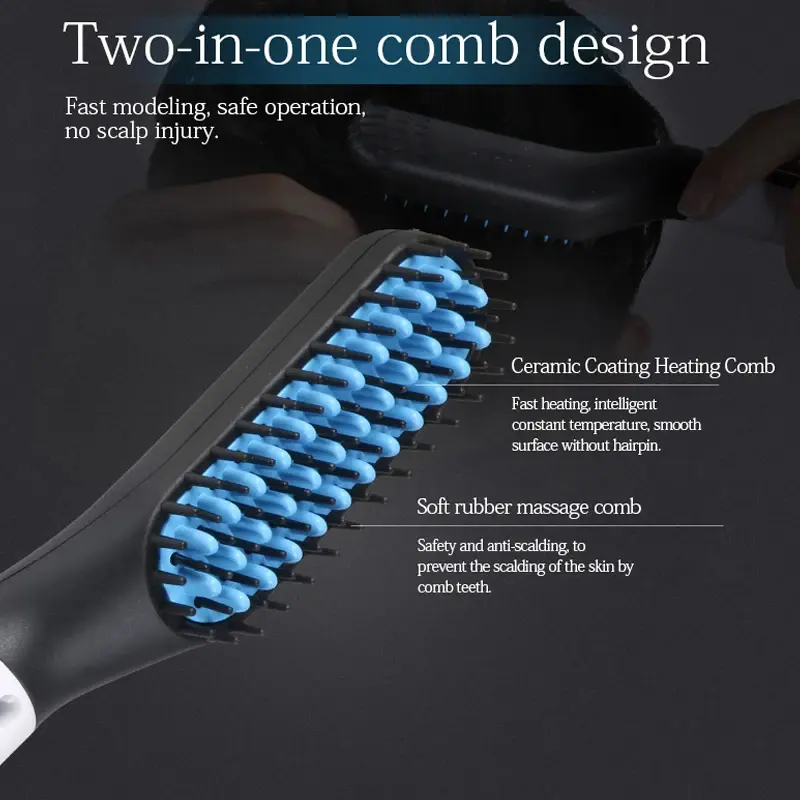 Sisir Pelurus Rambut Pria New Hair Beard Straightener Brush Catok Sisir Pelurus Catokan Rambut 7
