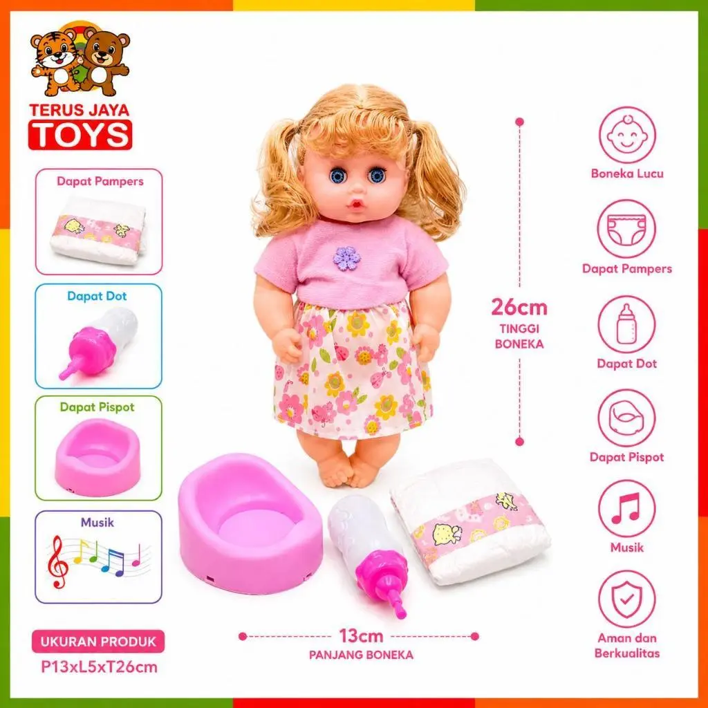 TERUS JAYA TOYS - MAINAN BONEKA SUSAN BISA NANGIS PAPA MAMA - BISA PIPIS + PAMPERS + PISPOT + DOT