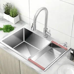Bak Cuci Piring 1 Lubang 6045 Minimalis / Kitchen Sink Stainless Stell 304 Keran Kran kuningan jmm 6045 black