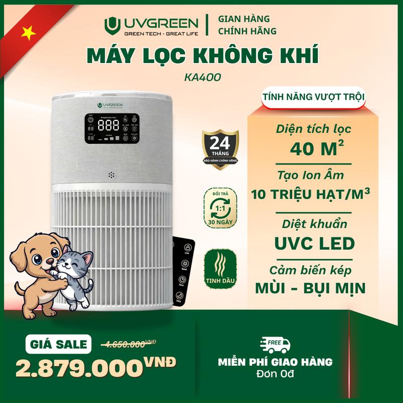 Máy Lọc Không Khí Hút Mùi Thú Cưng UVGREEN KA400 - Ion Âm Lọc Bụi Mịn - UVC LED…