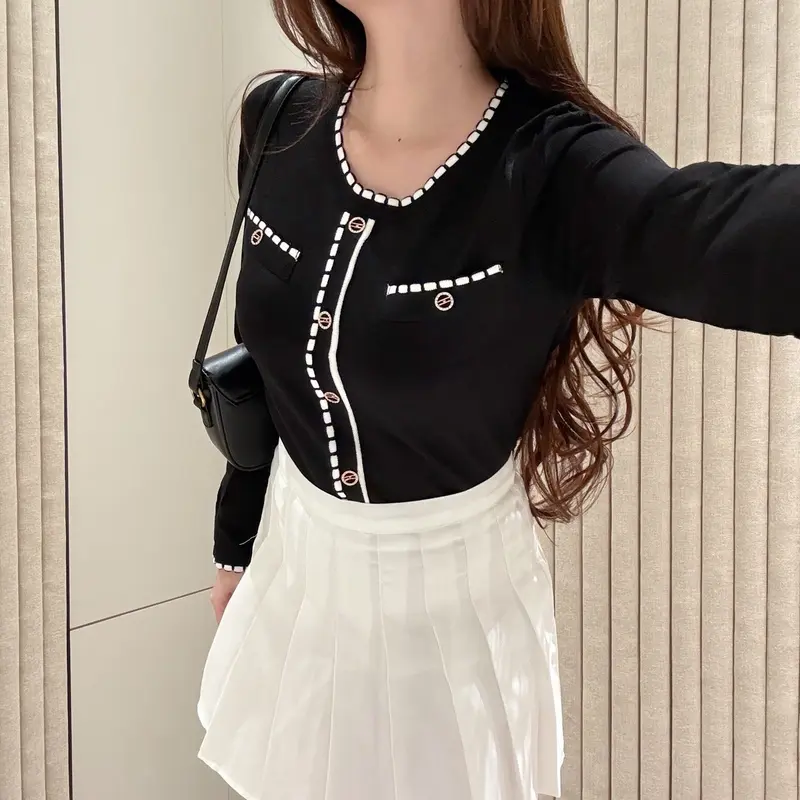 [LUXE.DLABEL] -  F70 TOP [ Atasan Rajut Wanita Atasan Rajut wanita Atasan lengan panjang rajut Kaos wanita Vest wanita Atasan Wanita Atasan Halter tank wanita top Croptop 1