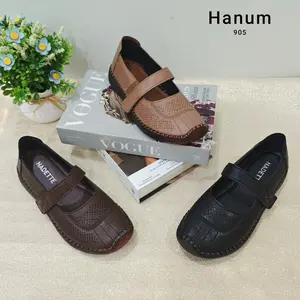 Nadette Sepatu Flat Kulit Hanum 905 dengan Bahan Lembut Tapak Lentur Antislip dan Sudah Dijahit