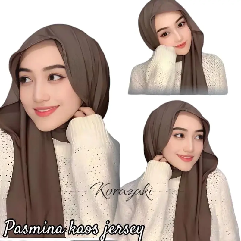 Pasmina kaos jersey spandex premium \ Pashmina polos jersey premium Jilbab Muslim Kerudung Panjang Wanita