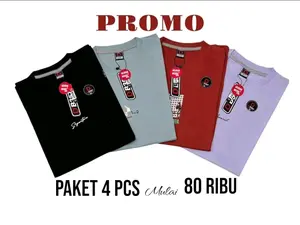 Paket 4 pcs 100 Ribu Kaos Distro Simple Keren Untuk Cewe Cowo Bahan Semi Katun Combed 24S Adem Nyaman Cocok Untuk Santai Kerja & Olahraga Ringan Couple Dewasa Keluarga Polos Pria Sablon Pendek Pasangan Jepang Baju Seragam Atasan Natal