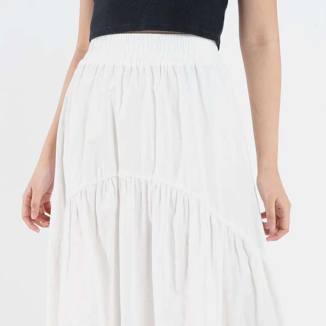 This Is April Rok Midi Wanita Basic Arlette Skirt Black Dan White (RESTOCK)
