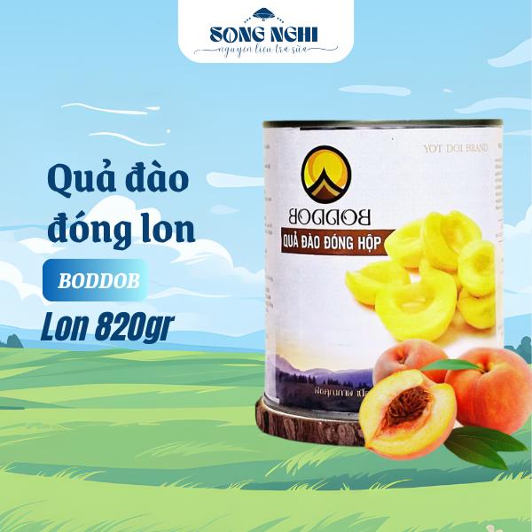 Đào lon ngâm thái lan BODDOB 820GR - múi đào ngọt topping trà đào trà sữa đào - nguyen lieu song nghi